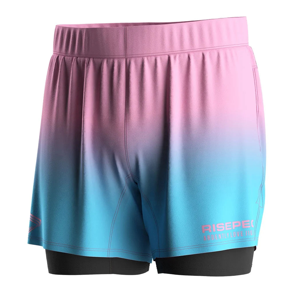 Custom Logo Odm Sublimated Nogi Bjj Shorts 2 in 1 Mma Boxing Shorts for Men Grappling Shorts Fitness Training Shorts