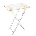 Elegant Modern Gold Printing Desk Kitchen Bar Serving Lucite Clear Acrylic Folding Tray Table