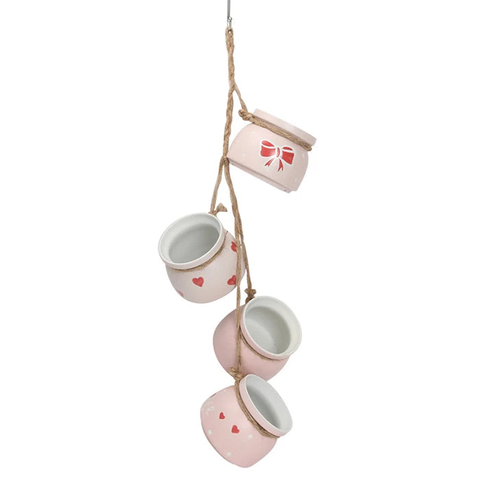 Hot Sale 4 Pot Bright Pastel Ceramic Hanging Flower Planter Mini Flower Planters Pendant Hanging Basket Succulent Planter