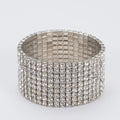9 Rows Gold Crystal and Rhinestone Pave Stretch Bracelets for Social Occasions Fashion Charm Bracelets