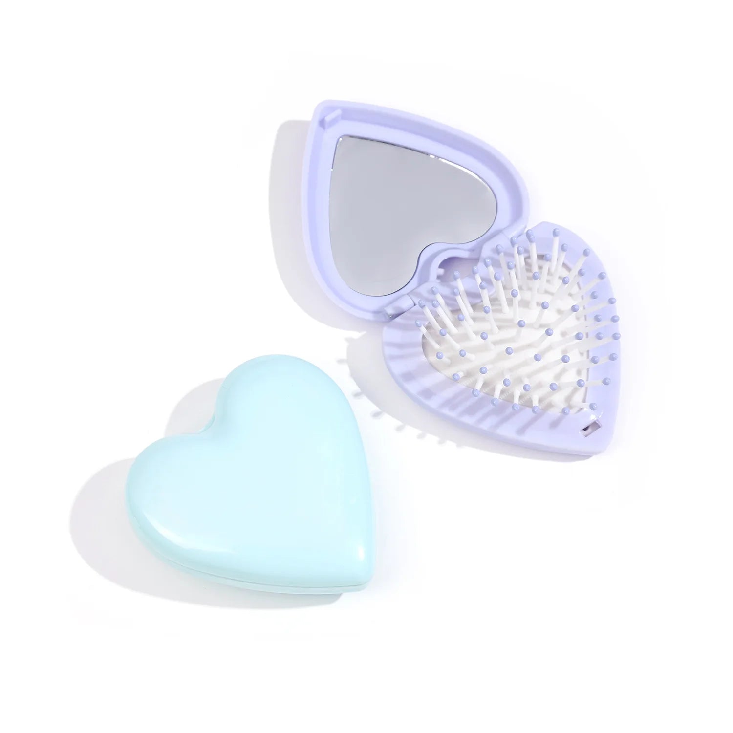 Gmagic Comfortable Sweet Love Shape Mini Portable Folding Dressing Mirror Comb Pocket Plastic Hair Comb for Home Use