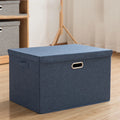 Foldable Fabric Storage Boxes with Lids Handles Closet Storage Bins for Clothes Rectangle Shape