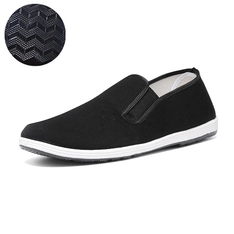 Custom Casual Transparent Rubber Sole Flat Mens Casual Canvas Traditional Beijing Handmade Cloth Shoes