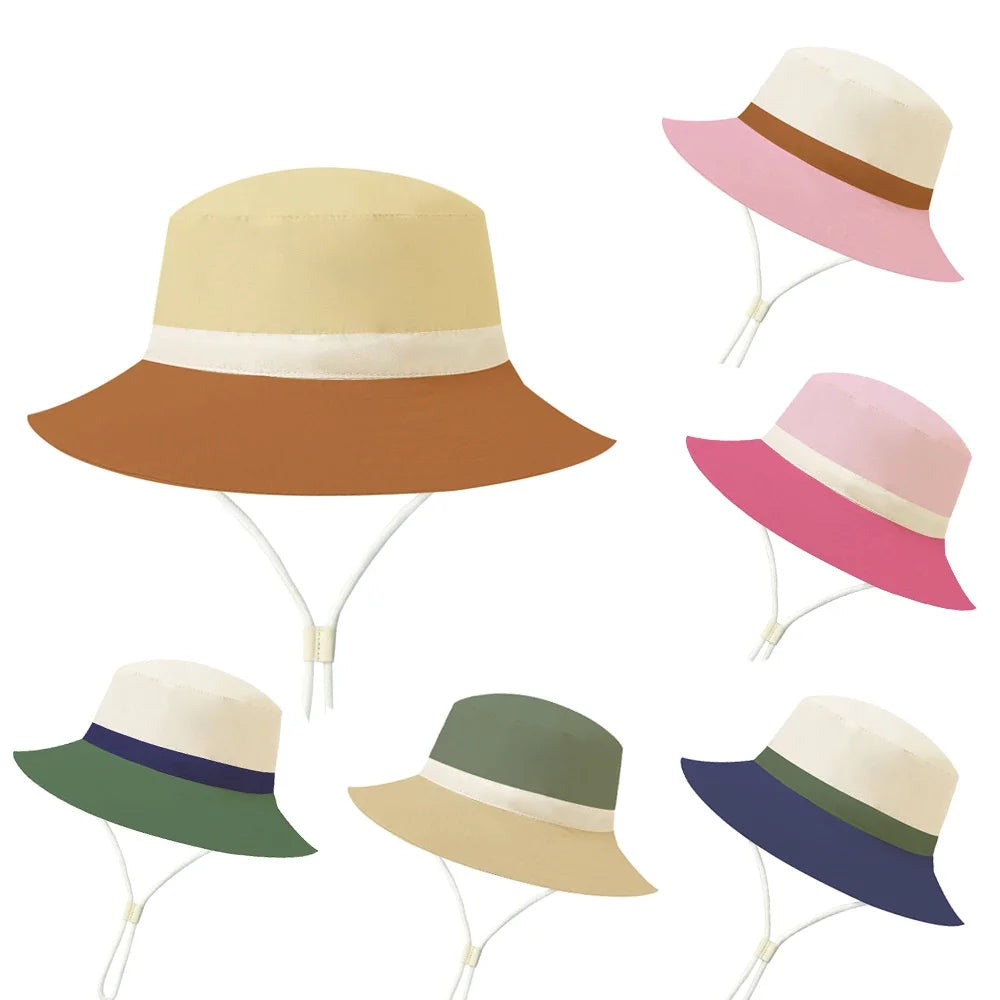 Kids New Two Tone Color Bucket Hat Outdoor Baby Sunshade Child Bucket Hat