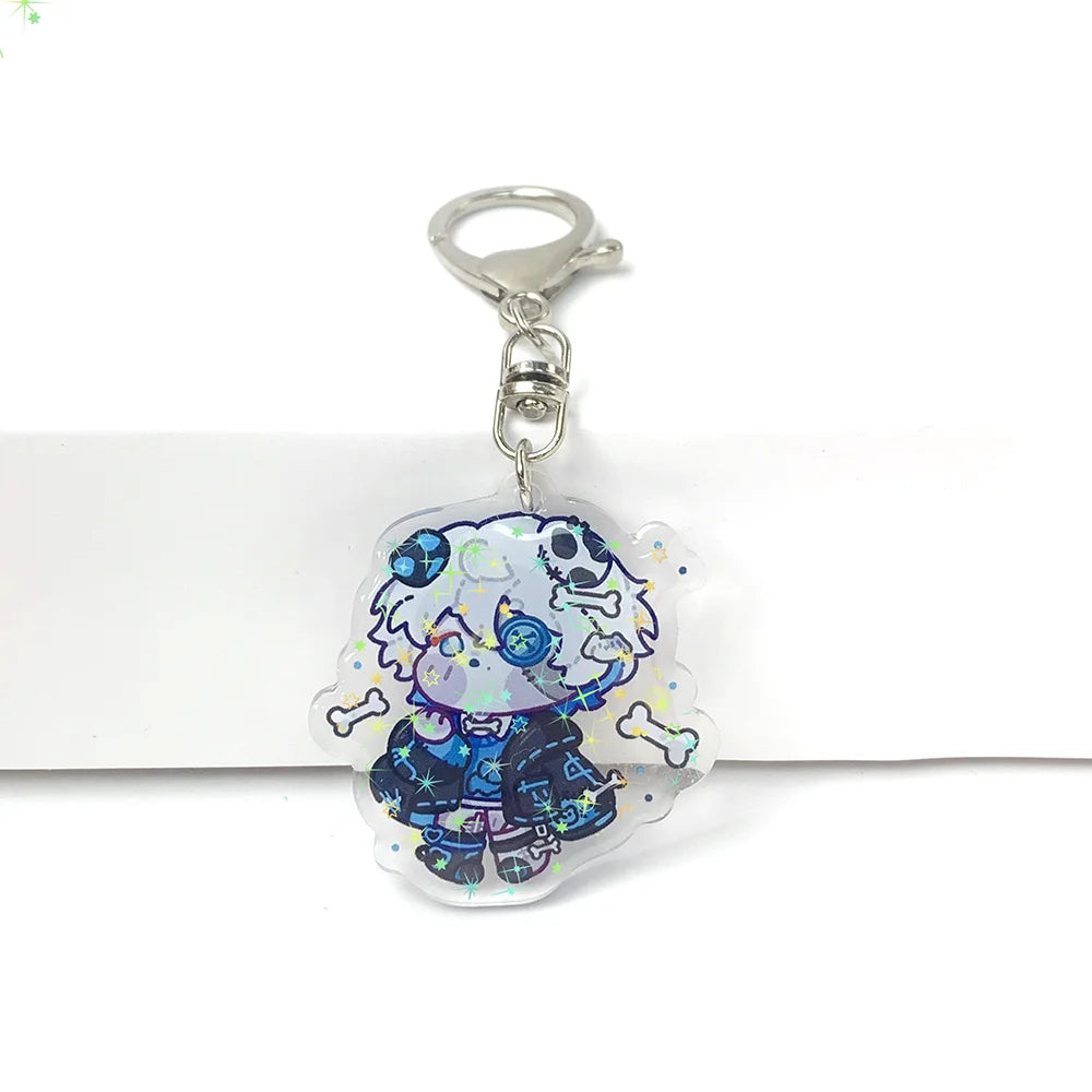 Acrylic holographic broken glass Holographic star epoxy resin Various keychain accessories Double-sided design can be customized