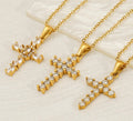 Christianity Cross Necklace Stainless Steel Gold Plated Religious Jewelry Waterproof CZ Chains Stylish and Durable Neckpiece