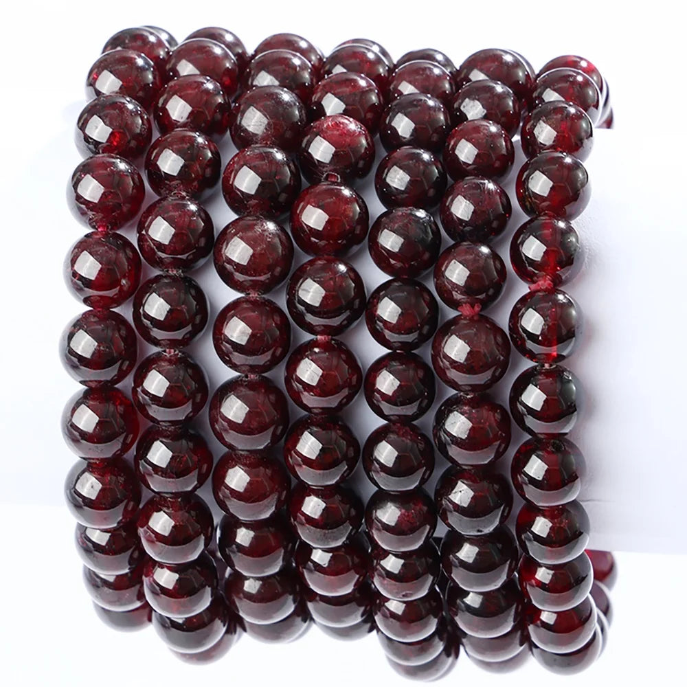 A+ Natural Red Garnet Bracelet Beads 7-12mm Loose Gem Stone Beads for Jewelry Making DIY Necklace Charm