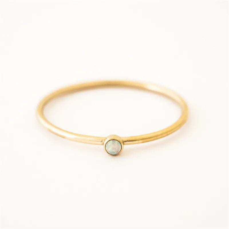 14K Gold Filled Jewelry 2.0mm White Bello Opal Stacking Ring Minimalistic Stacking Ring