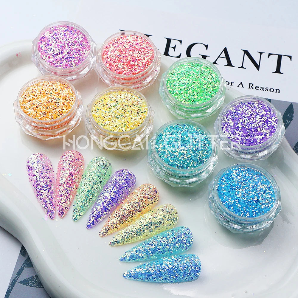 Eco-friendly Resistant Solvent Fine Glitter Bulk Neon Iridescent Crystal Glitter Nail Arts Wholesale Christmas Decorations
