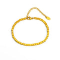 Adjustable Brushed Square Gold Plated Stainless Steel Bead Bracelet Flat Square Beads Waterproof Bracelet for Gift