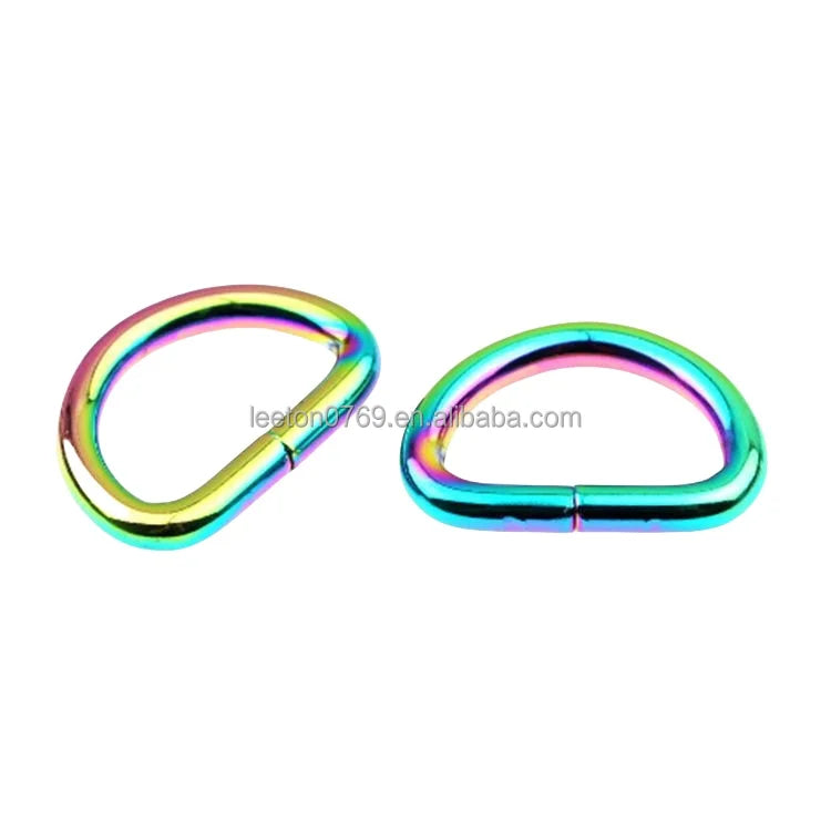 Stock Supply Good Quality 25 X 16 X 4.8 mm 1.0inch rainbow Colored Metal D Ring Buckle