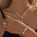 Elegant European & American Bridal Jewelry Set - Leaf & Water Drop Design Wholesale Accessories for Weddings & Banquets
