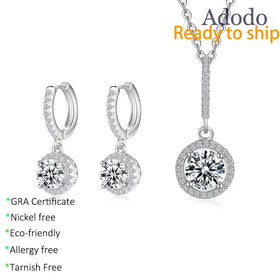 Factory New Arrival Round Design S925 Silver Jewelry Set Earrings Necklace for Women Christmas Engagement Anniversary