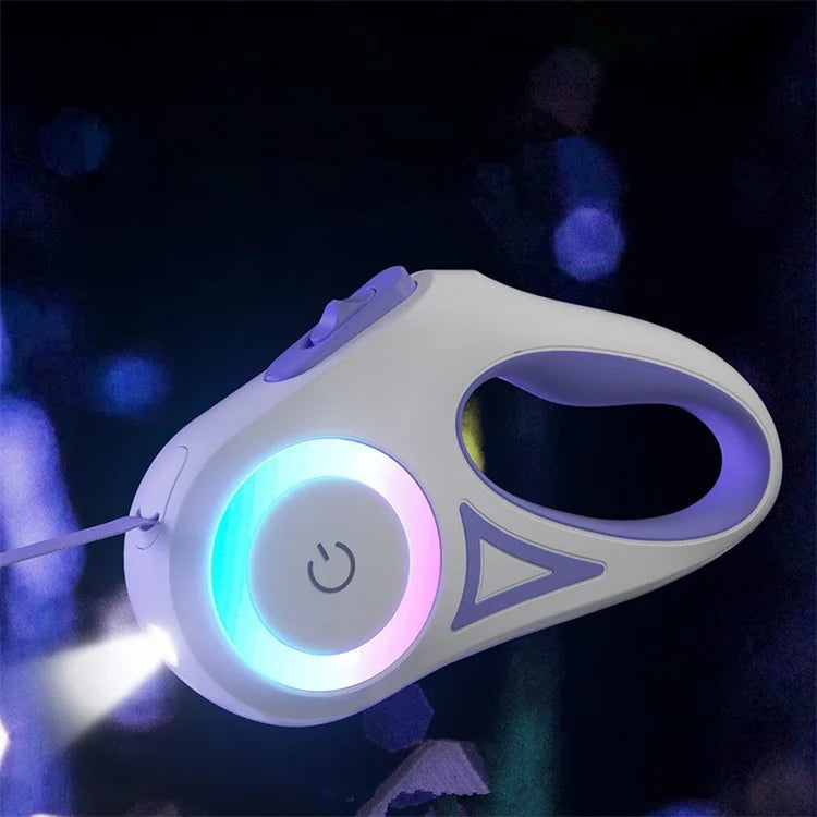 Best Selling Outdoor Multi-color Plastic Automatic Pet Accessory Retractable Dog Leash with LED Light