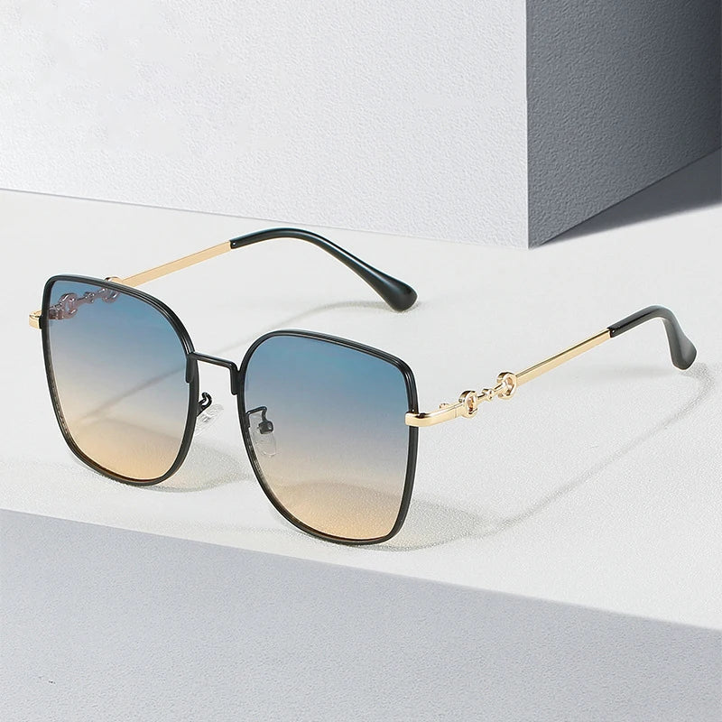 STORY KD2A456 Fashion Luxury Ladies Metal Frame Sunglasses Women Designer Oversized Shades Square Sun Glasses