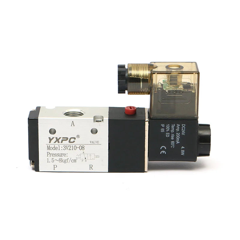 Low Cost Aluminum Alloy Control Manual Override Electronic 1/4 Thread pilot Operated 3way 12 Volt 24 Volt air Solenoid Valve