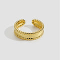Clearance Sale 18K Gold Plated Brass Jewelry Simple Stacked Beaded Open Design Adjustable Rings for Women Ring C239205