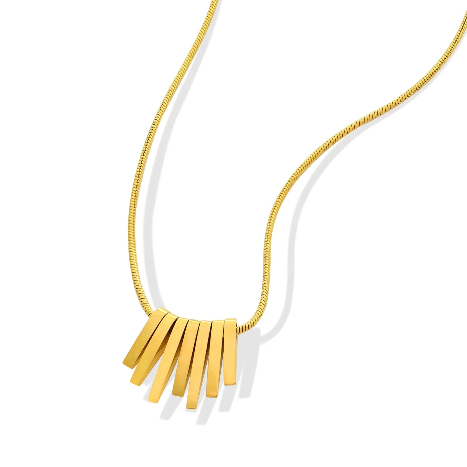 Irregular Square Stainless Steel Gold Plated Pendant Necklace