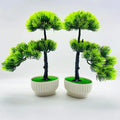 I841 Green Welcome Pine Bonsai Artificial Potted Plants Home Office Table Centerpieces