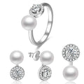 925 Sterling Silver Pearl Jewelry Set Aaa Cubic Zirconia Freshwater Pearl White Gold Jewelry Sets Women