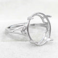 Sterling Silver 12*15mm Semi Mount Ring Empty Frame Blank Support Setting S925 Base Holder Without Center Stone for DIY Inlay