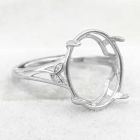 Sterling Silver 12*15mm Semi Mount Ring Empty Frame Blank Support Setting S925 Base Holder Without Center Stone for DIY Inlay