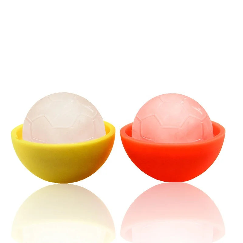 4cm Soccer Ball Bpa-Free Silicone Large Sphere Ice Mold Colorful Football Ice Mold Silicon Ice Round Mould for Bourbon Whisky