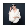 Jrfur Wholesale Women Solid Color Party Shawls White Soft Autumn Faux Fur Shawl