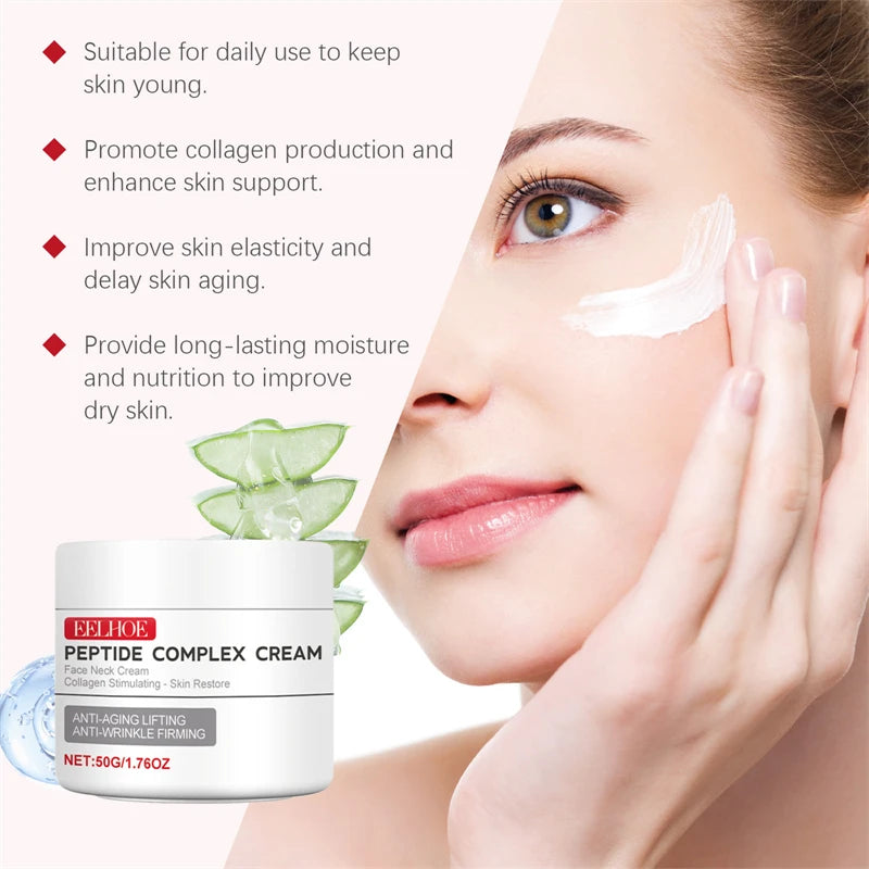 EELHOE 50g Peptide Complex Cream Moisturizing Firming Brightening Smoothing Lifting Anti Aging Anti Wrinkle Face Neck Cream