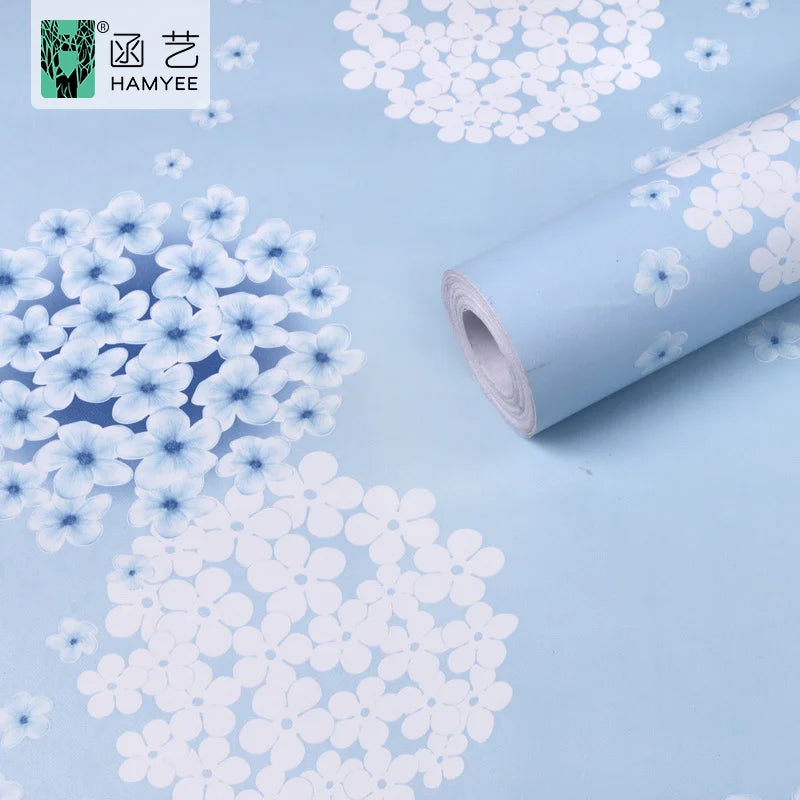 Waterproof Floral Self Adhesive Wall Covering Beautiful Blue Floral Wallpaper Walls