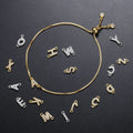 BC1469 Dainy Mini Minimalist Tiny 18K Gold CZ Diamond Alphabet Initial Letter Charm Monogram Bracelet