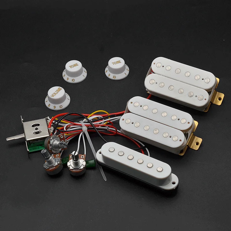 ST Guitar Wiring Harness HSH Prewired/5-way Switch/2T1V White