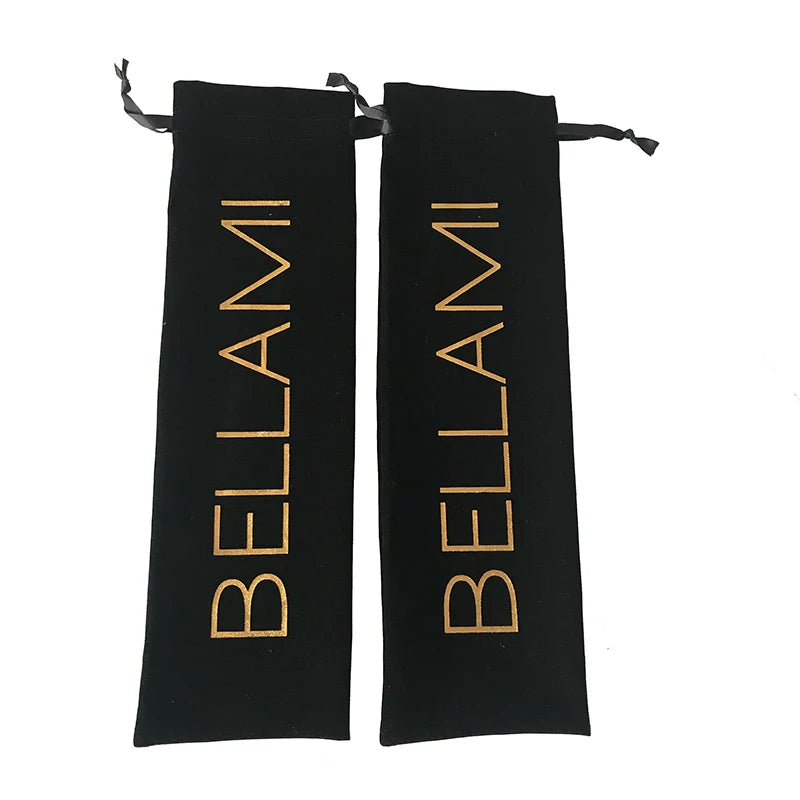 Customization 13x45cm Drawstring Velvet Hair Curler Pouches Hot Stamp Logo Printing Bags
