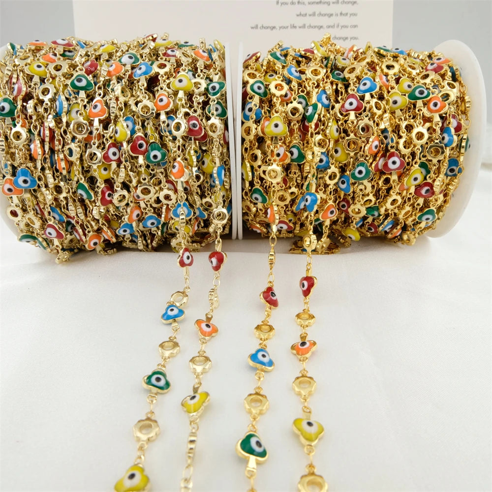 Gold Preserving Jewelry Making 14k Gold Plated Chain Hollow Out Eye Shape Chains Bulk Bras DIY Jewelry Accessory
