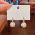 S925 Silver Needle Light Luxury Design Micro-inlaid Pearl Earrings Delicate Zircon Stud Hoop Pearl Earrings