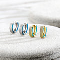 Luxury Iced Out Double Row CZ Hoop Earrings Round Shape Push Back Luminous Earring for Male Female Gift Fashion Jewelry Earrings