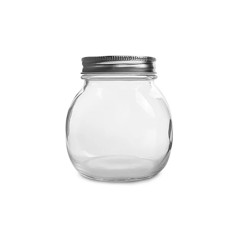 Honey Jam Pickles Jelly Cookie Salad 16oz 500ml Round Mason Jar Glass Food Container with Tinplate Screw Cap