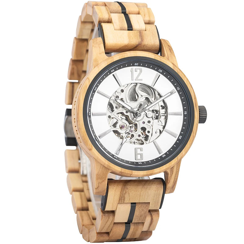 Wooden Luxury Watches Unisex Brand Custom Logo Chronograph Automatic Sport Business Antique Watch