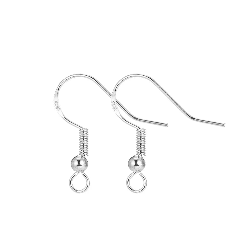 Embossed 925 Brass Metal Plain Earring Hooks Handmade DIY Jewelry Earrings Materia Semi-Finished Accessories