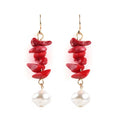 JH Wholesale Classic Trend Women Dangling Chip Shell Gemstone Irregular Pearl Drop Earring