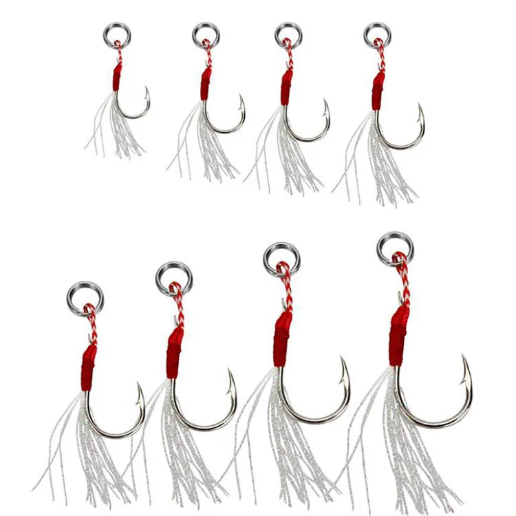 Top Right Fh501 High Carbon Saltwater Fishing Assist Hooks Jigging Assist Hooks With Feather