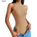 Yoke Women Sleeveless Compression High Neck Comfort Ribbed Tummy Control Bodysuit