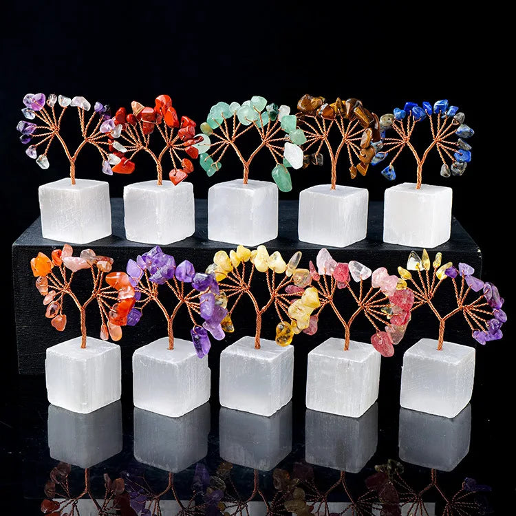 Wholesale Spiritual Products Crystal Crafts Natural White Selenite Base Crystal Tree