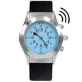 Men's Silver Case With White Dial  Talking Tactile Braille Watch for Blind People or the Elderly