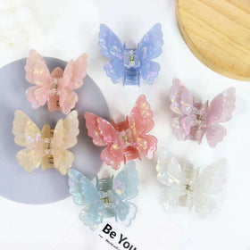 New Arrival Fashion Women Acetate Double butterfly Hair Claw Clips6.2cm Hair Clips Girls for Hair Accessory Best Quality