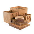 LESON Square Bottom Retail Shopping Brown Kraft Paper Bag with Ribbon Handle Wrap for Flowers