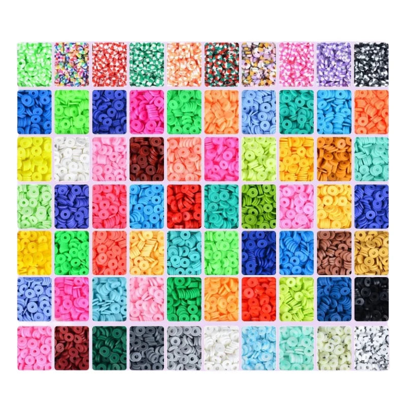 Hot Selling 72 Color 10800 Flat Polymer Soft Clay Beads DIY Handmade Necklace Bracelet Set Box