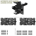 Complete Self-Closing Gate Hinges + Gravity Latch Combo Kit Steel 120lbs Load Automatic Locking Pool Safety Fence Hardware