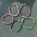 Creative Colorful Natural Stone Beaded Bracelet Vintage Fresh Water Pearl Stainless Steel 18k Gold Stacked Bracelet for Women