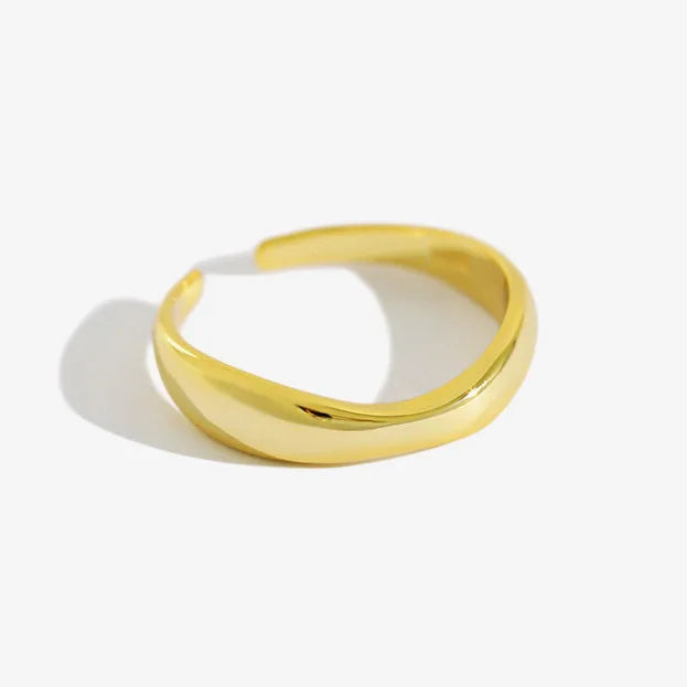 Simple Style Irregular Wave Jewelry S925 Sterling Silver Fashion Open Adjustable Rings for Women JT272
